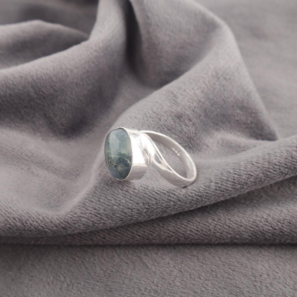 Green Moss Agate Gemstone Ring 925 Stamped Silver Jewelry Partywear Ring For Her RR-53-32
