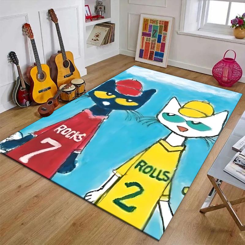pete the cat Polyester Carpet, Soft Indoor Mat for Office Chair, Living Room, Computer Desk - Decorative Home Office Rug Design