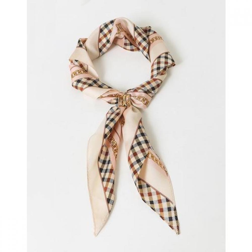 Daks Beige Check Chain Scarf   Ring Set Dcsc2f825i2