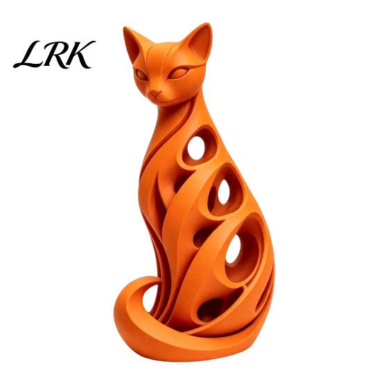 Абстрактная фигурка кота для полок, 3D-печатная спиральная фигурка, полая современная скульптура, поделка, подарок коллегам, полка на стол, минималистичное искусство, домашний офис