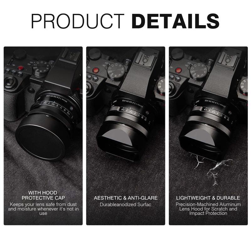 45mm f2.8 DG DN Bayonet Square Metal Lens Hood for Sigma 90mm F2.8 45mm f2.8 24mm F3.5 Lens Hood Lens Shade with Cap