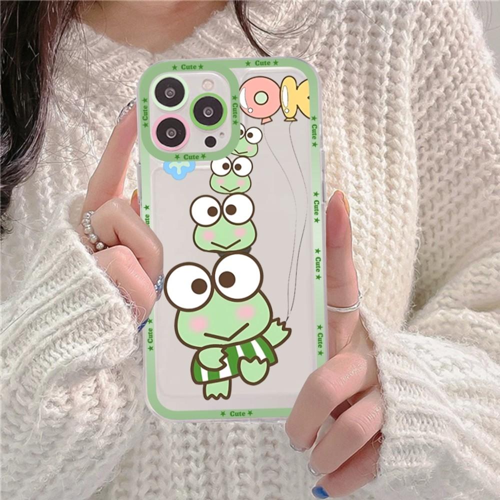 Mint Green The Frog Mushroom Phone Case For iPhone 16 15 14 13 12 11 Pro Max XS X XR Mini Protective Cover