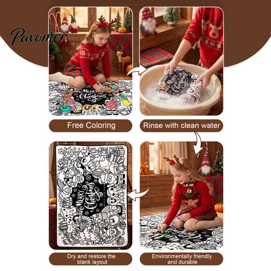 Diy Coloring Blanket for Kids Christmas DIY Adults, Color Your Own Throw Blanket, 39.4" x Customizable Room Decorations 55.1" with 24 Markers,
