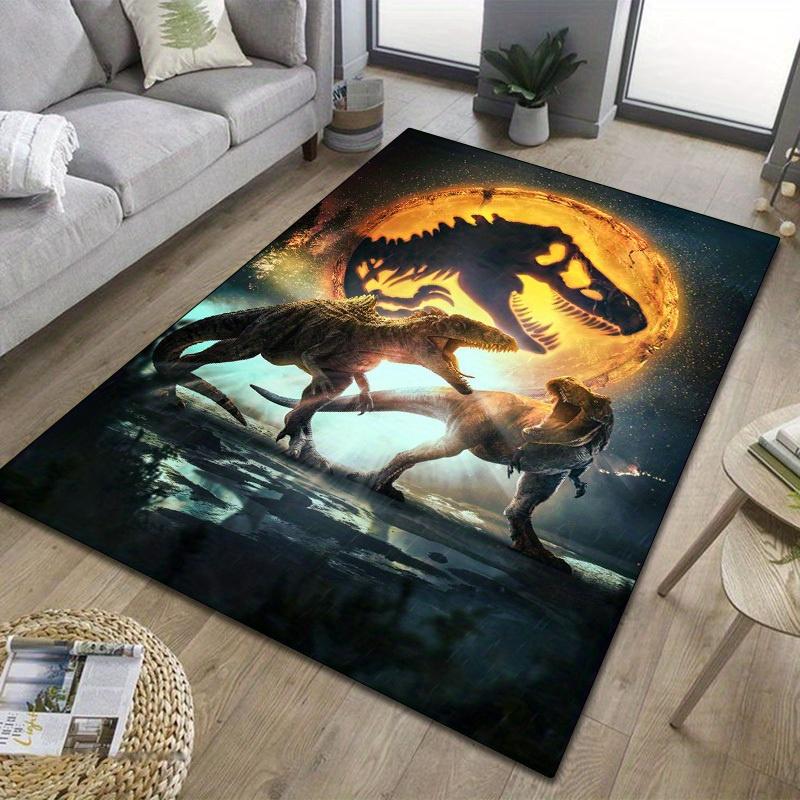 Jurassic Dinosaurs Pattern Area Rug - Polyester Crystal Velvet Non-Slip Protective Floor Mat for Home Decor,Bedroom,Machine Washable - Durab