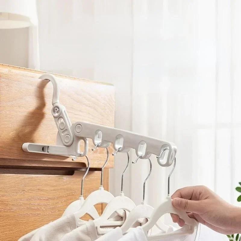 Складная вешалка для одежды для помещений, многофункциональная, настенная, дорожная, пластиковая, портативная, бытовая, с пятью отверстиями