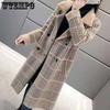Women's Imitation Mink Velvet Jacket In The Long Paragraph Windbreaker Autumn and Winter Loose Plaid Double-sided Coat