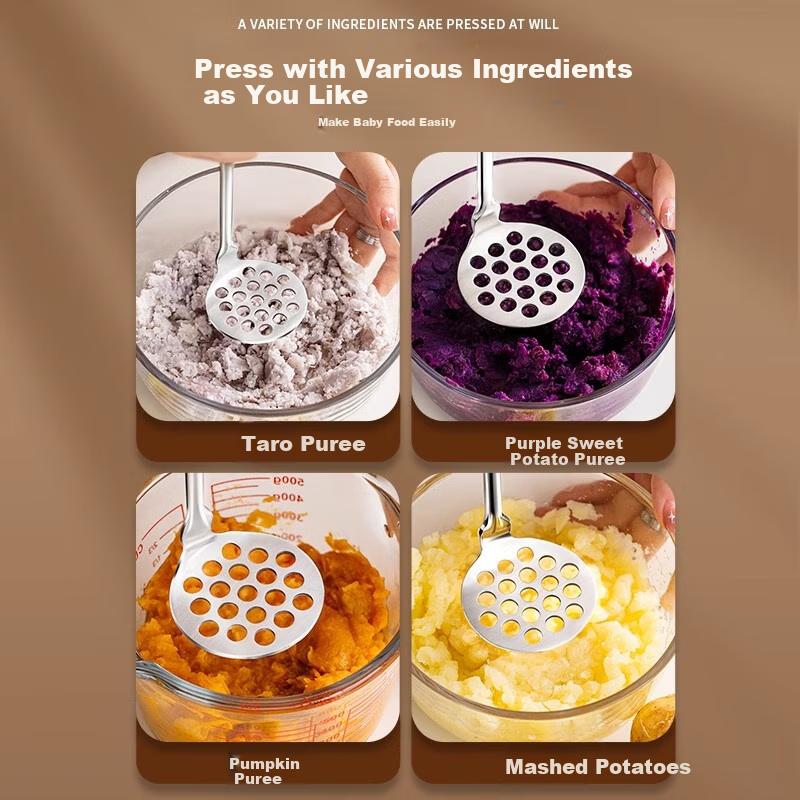 KATEI STORY Japanese 316 Stainless Steel Potato Masher, One-Piece Forming Tool, Food Processor Spoo