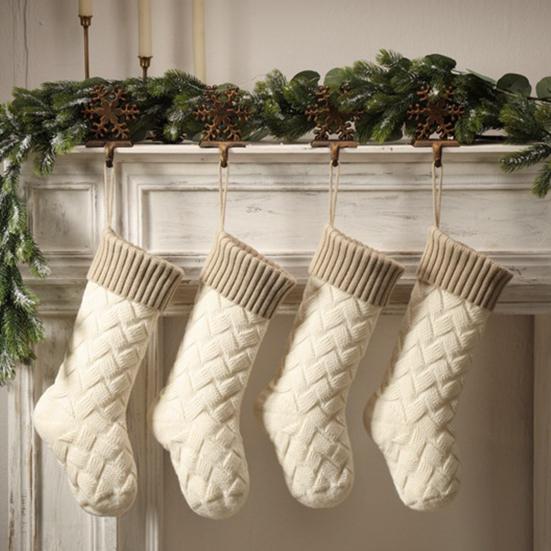 Large Knitted Christmas Stockings 18" Xmas Gift Stocking Hanging Decorations Festive Decor Candy Toys Bag Hanging Stocking for Mantel Window