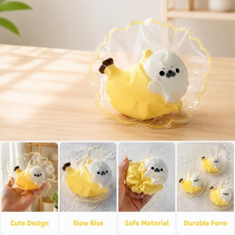 Soft Banana Seal Squishy Toy Kawaii Mini Fidget Pinch Toy Cute Animal Squeeze Toy Adult Kids