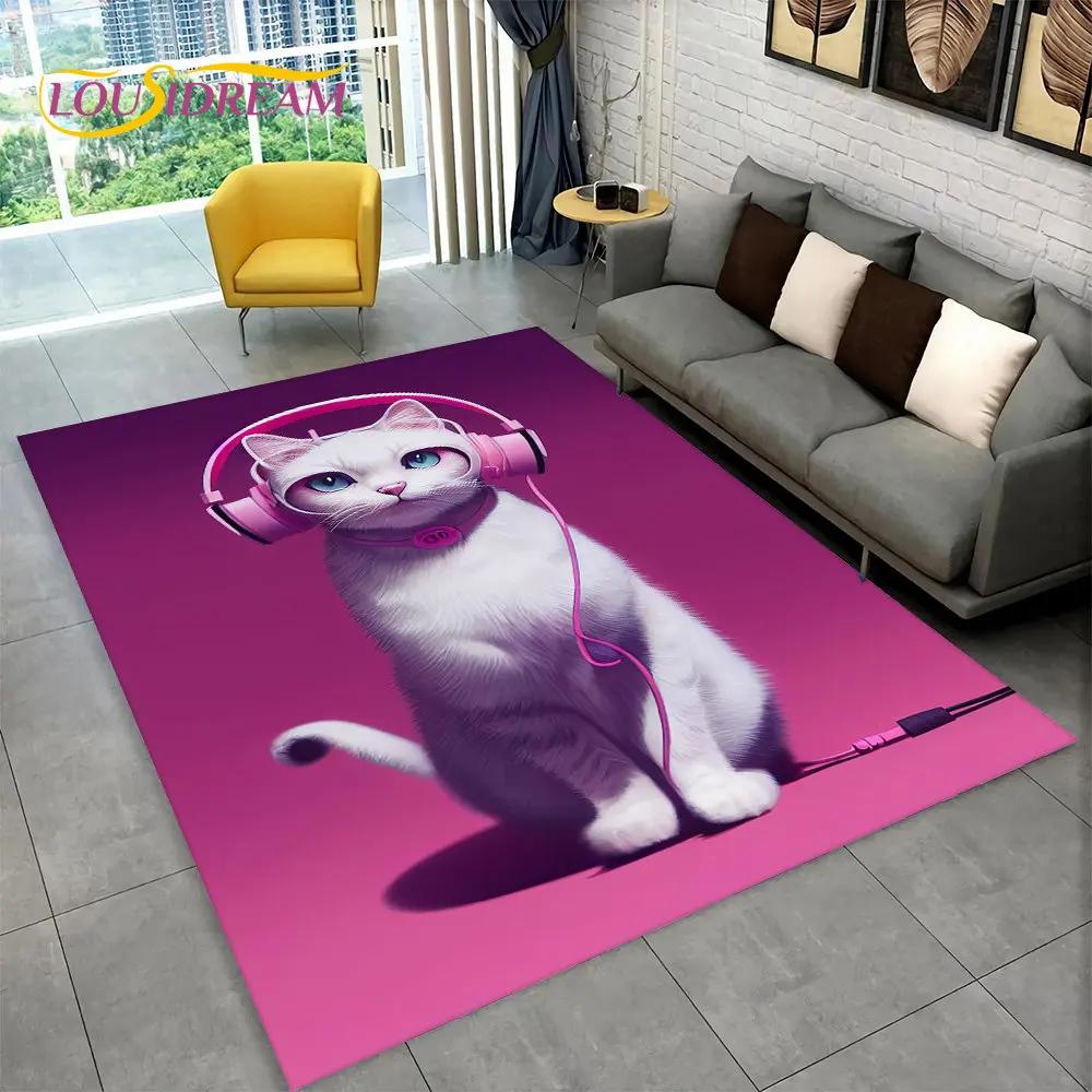 Большой коврик с 3D рисунком милого кота, ковер для гостиной, спальни, дивана, коврик для кухни, украшение для кухни, детский нескользящий напольный коврик