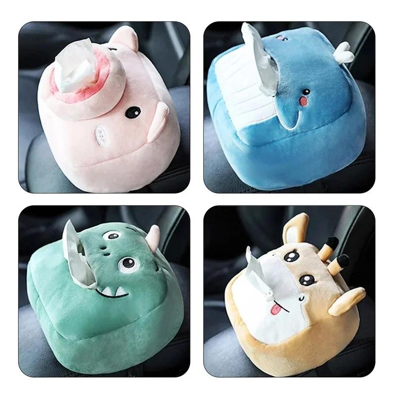 Коробки для салфеток, креативная коробка для салфеток, мягкий мультяшный бумажный чехол для салфеток, милые животные, автомобильные бумажные коробки, милый держатель для салфеток для автокресла