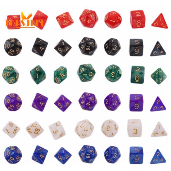 KTV Party Multicolor Polyhedral Numbers Dice - 7Pcs, Table Board Game Supply Gift