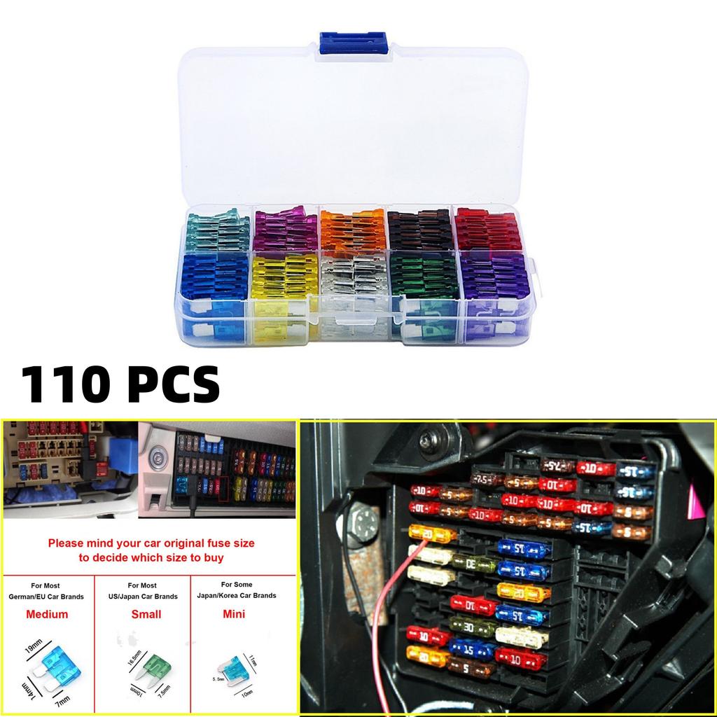 Набор из 110 шт. МИНИ-ножевых предохранителей для автомобиля, мотоцикла, внедорожника APM 60*маленьких+50*стандартных