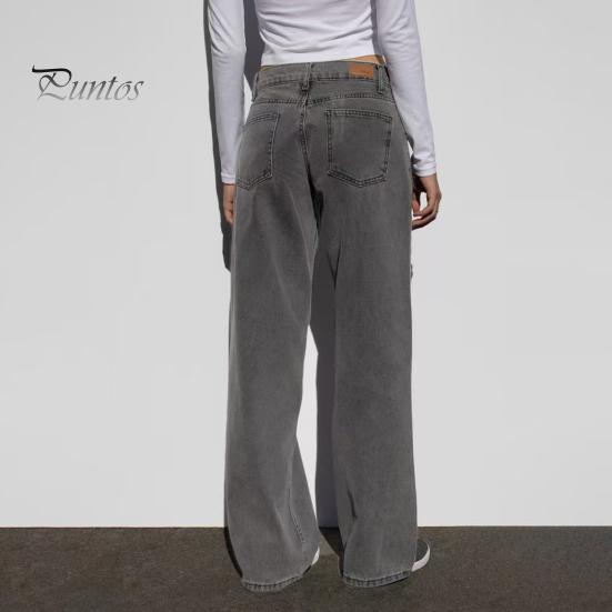 Широкие джинсы для женщин, эластичные джинсовые брюки с высокой талией и карманами, повседневные прямые джинсовые брюки