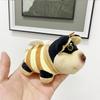 Cute Short Plush Black Bee Dog Pendant Keychain For Car And Bag Accessories