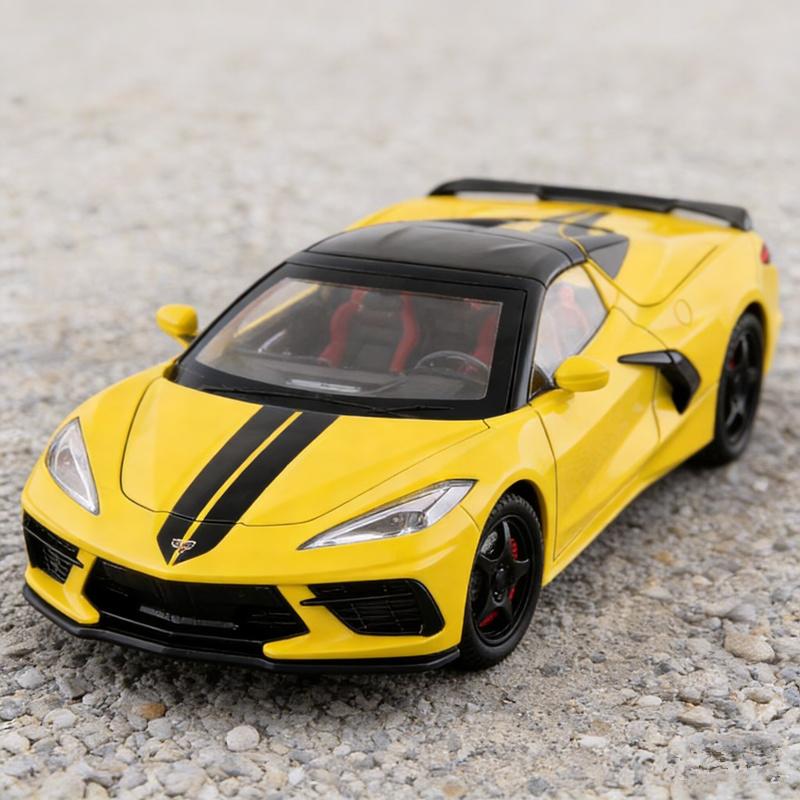 1:22 Corvette C8 R Легкосплавная Модель Спортивного Автомобиля Литая Металлическая Игрушка Транспортные Средства для Гонки по Трассе Модель Автомобиля Симуляция Звука и Света Подарок для Детей