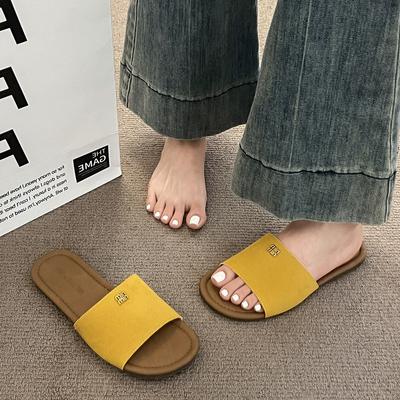 Нежные шлепанцы на толстой подошве для женской летней уличной обуви 2025 лето новые нежные шлепанцы на одно слово приморские сандалии