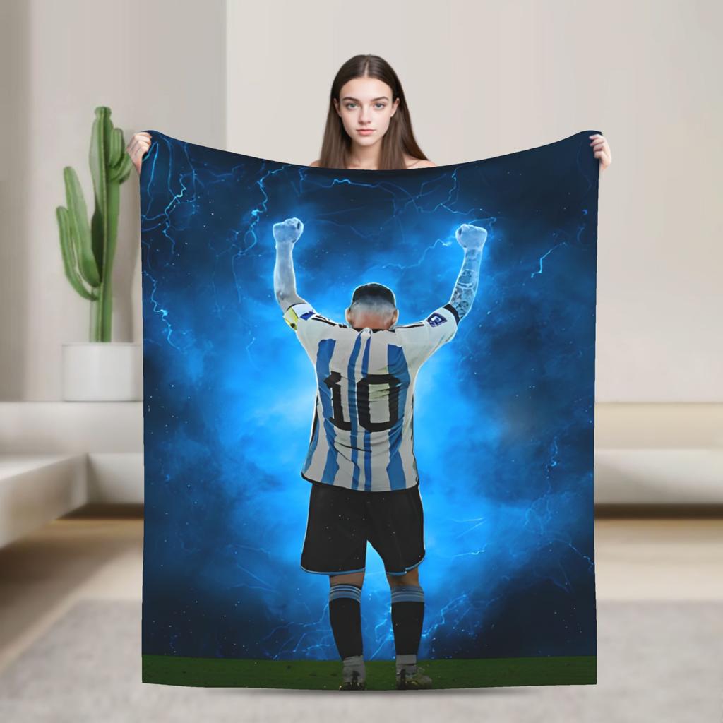 Argentina Number 10 Football Soccer Flannel Blanket Messied Awesome Throw Blanket for Home Hotel Sofa 150*125cm Bedspread