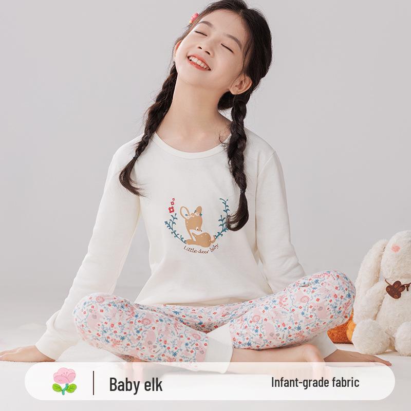 Детская теплая хлопковая пижама: Водолазки и брюки для мальчиков и девочек