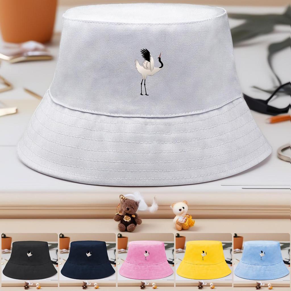 Realistic Crane Print Bucket Hat , Animal Sun Cap Spring Fashion Fit Basin Hat