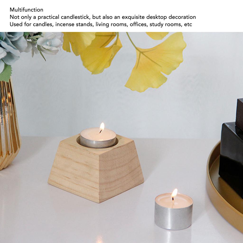 Candle Holder Trapezoid Wood Retro Table Decoration Ornament for Christmas Day Wedding