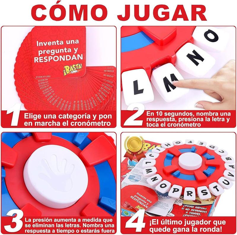 Spanish Word Game - Kids Family Board Game, Quick Thinking Interactive Letter Pressing Educational Toy Gift for Ages 6+