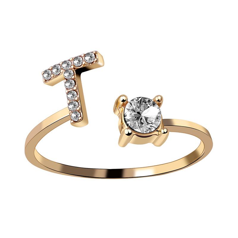 Женское регулируемое повседневное кольцо с буквой AZ, инициалом имени, модное, со стразами, для пары, элегантное, новое, складывающееся кольцо