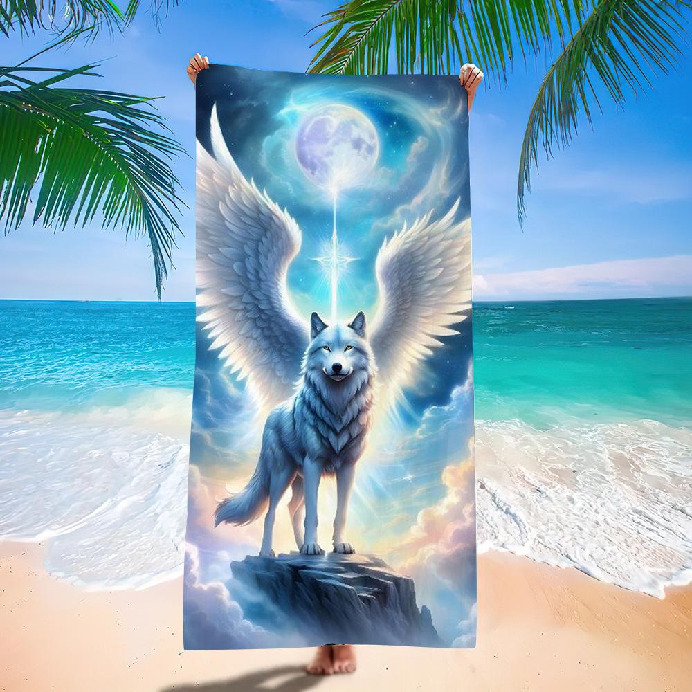 Wolf Beach Towel Class A European And American Microfiber Bath Towel Adult Men And Women Summer Printed Towel
