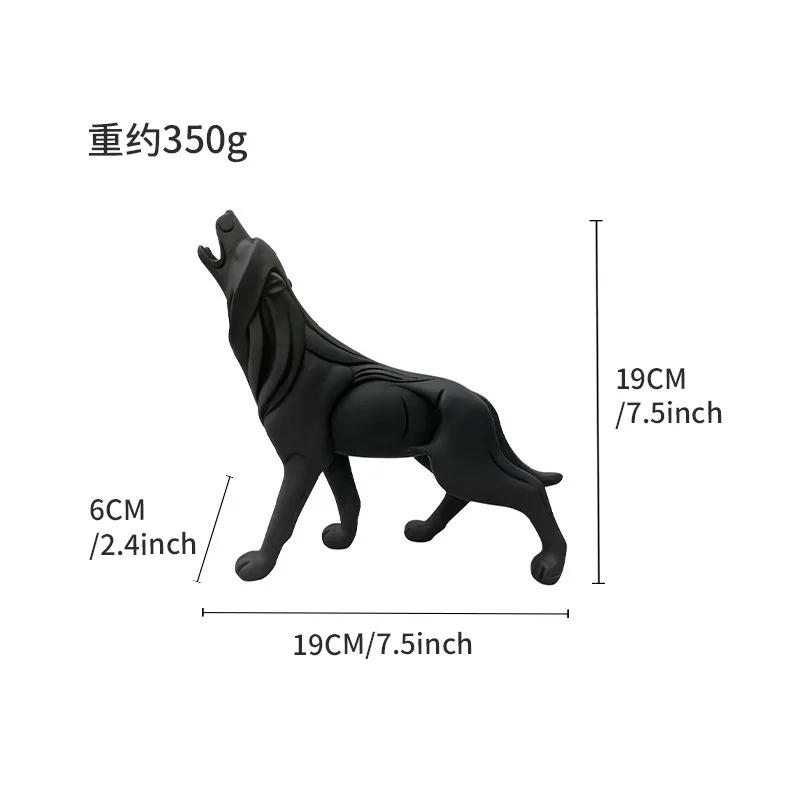 Nordic Creative Animal Figurine Home Decorations Geometric Wolf Statue Resin Crafts Home Living Room Office Desktop Ornaments