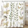 Delightful Floral Butterflies Shower Curtain 180 x 243cm Waterproof Home Decor for Bathrooms in Gold White Color Scheme Modern B