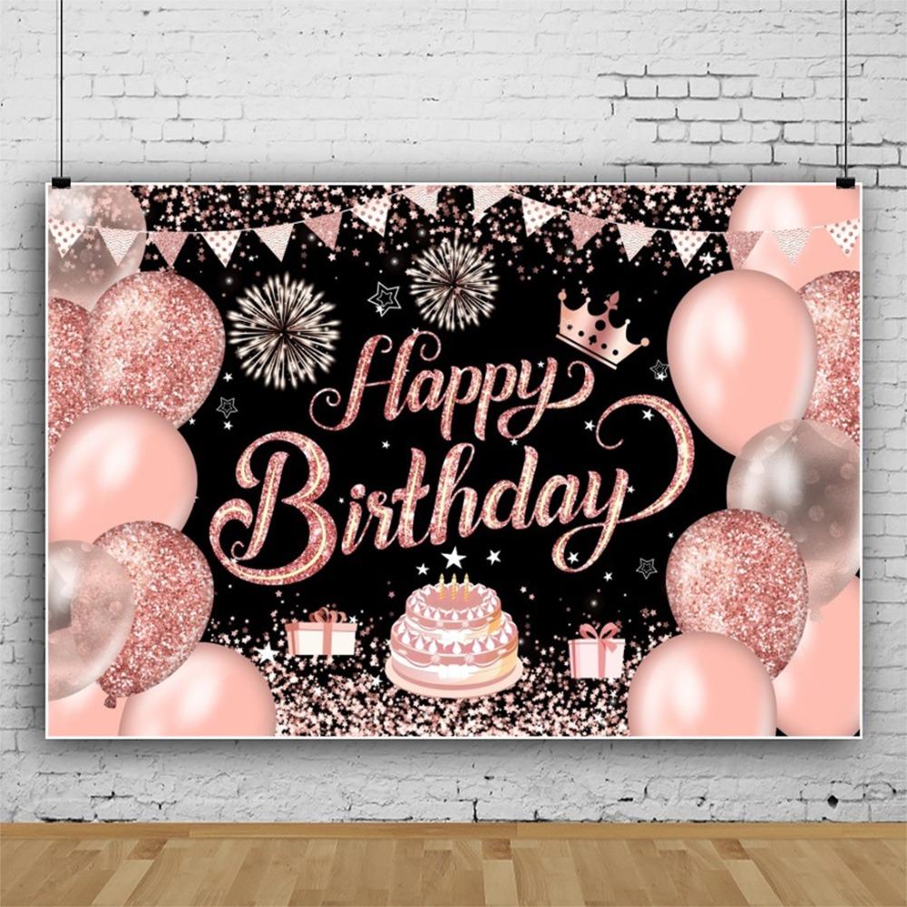 Черный Золотой С Днем Рождения Фото Фон Блестящий Плакат Фото Реквизит Фотостудия