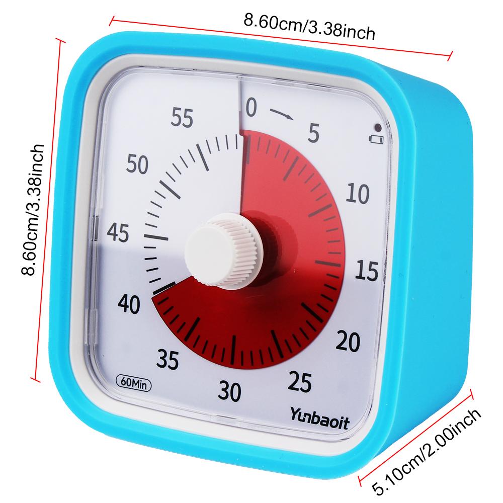 Таймер обратного отсчета Детский будильник Инструмент для управления временем с ночником и защитным чехлом Визуальный таймер на 60 минут Бесшумный режим