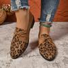 Large Size Pointed Head Low Heel Small Single Shoes Women's Spring and Autumn New Temperament Thick Heel One Pedal Fashion Loafers Leopard Print