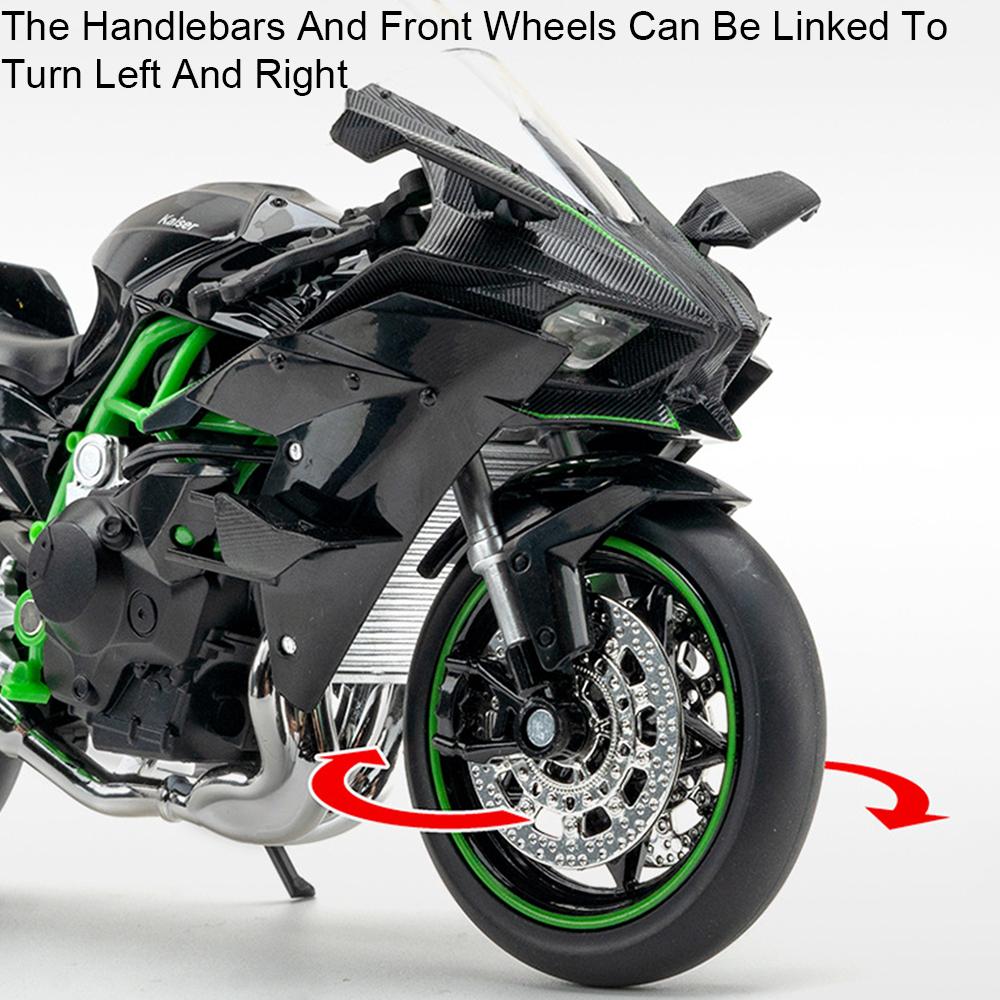 1:12 Модели мотоциклов Kawasaki ZX-10R H2R Игрушечные модели Сплав Литье под давлением Свет Звук Амортизация Гонки Модели мотоциклов Коллекция Подарок