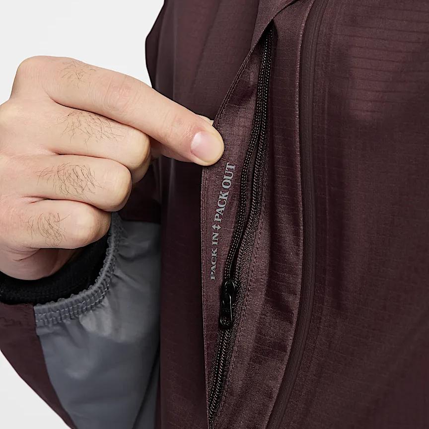 Nike Серия Trail Storm-Fit Adv Повседневная Минималистичная Куртка-дождевик с капюшоном для хайкинга Водонепроницаемая Ветрозащитная Дышащая Мужская Куртка Бордовый Черный FZ1085-652