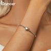 BAMOER 100% 925 Sterling Silver Shiny Starry Bracelet Simple Basic Bangle Bracelet for Women Fine Jewelry 17CM 19CM