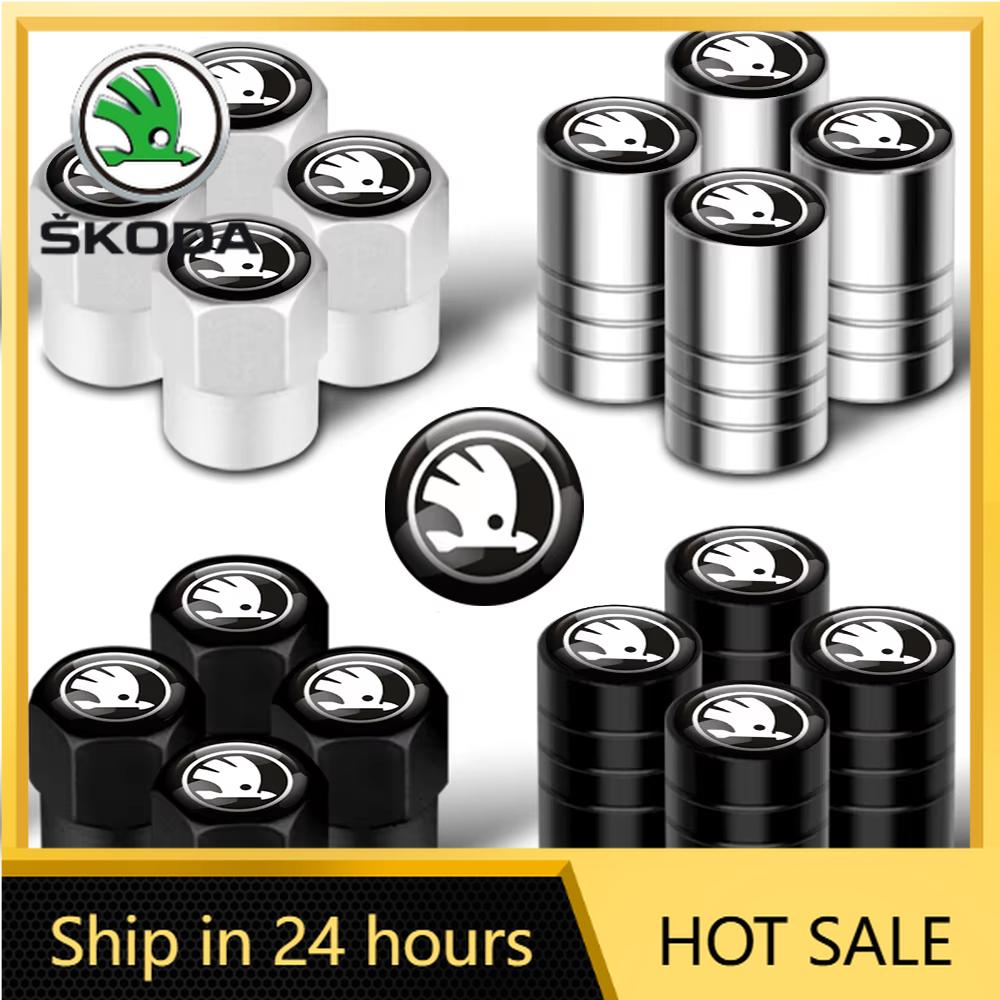 2026 Hot For SKODA 4pcs Metal Car Wheel Tire Valve Caps Stem Case Covers Accessories For Skoda S Kodiaq Octavia A5 2 3 Yeti Karo