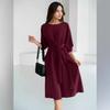 Women's Spring and Summer New Fashionable and Casual Seven Sleeve Waist Slimming Dress