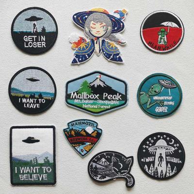 Нашивка с НЛО, железные нашивки на одежде, термоклеевые вышитые нашивки для одежды, нашивка с изображением инопланетянина для одежды, куртки, сделай сам