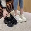 Fashion 7.5CM Full Cow Genuine Leather Black Platform Sneakers Wedge Female Fashion Autumn Spring Casual Ladies Moccasin Woman Shoes