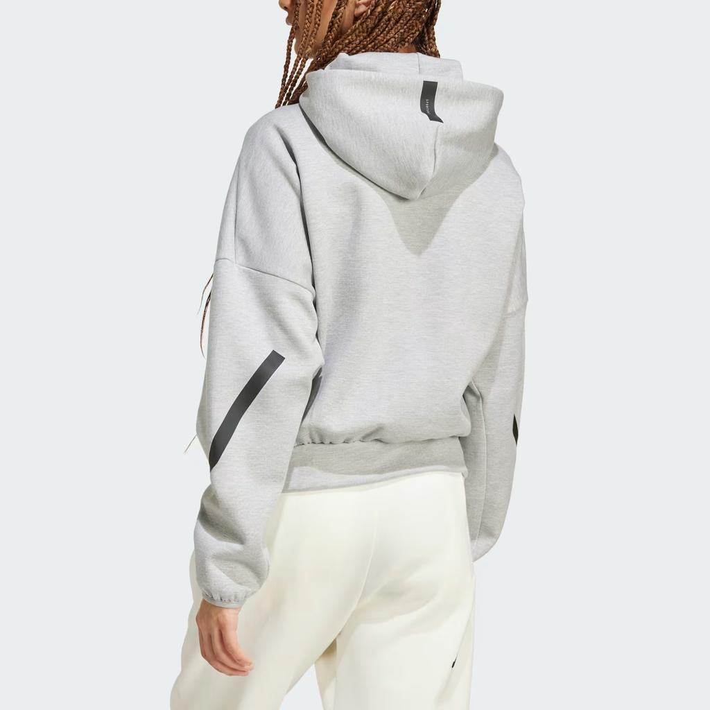 Adidas ЗНЕ. FW24 Узор логотипа с капюшоном и застежкой-молнией Женская куртка серая JD9593