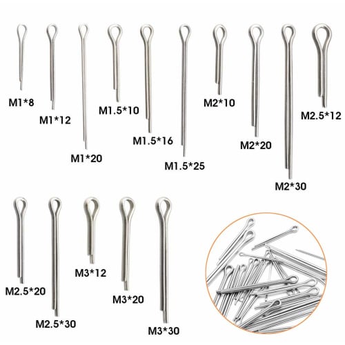 Cotter Pins, 15 Sizes, Set of 420, Clips, Cotter Pins, 304 Stainless Steel, for Automotive, Motorcycle Maintenance, Machinery, and More, Many Small Si