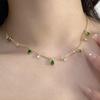 Retro Emerald Inlaid Necklace Female Simpletemperament Clavicle Chain