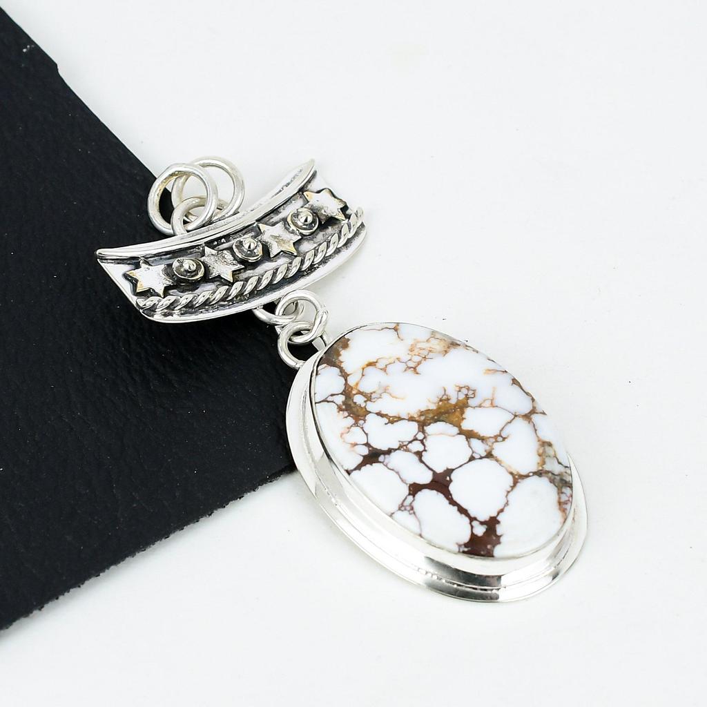 Серебряный кулон с натуральным драгоценным камнем дикой лошади из серебра 925 пробы — дизайн ручной работы, повседневные украшения, уникальные подарки с подвеской дикой лошади