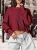 Fashion Solid Color Loose Pullover Round Neck Long Sleeve Knitted Sweater Women