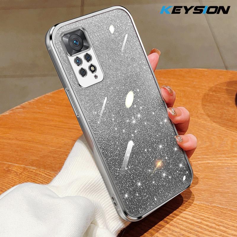 KEYSION Роскошный чехол-бампер с покрытием и блестками для Redmi Note 11 Pro 11S 5G 11 Pro+ 5G, прозрачный, из мягкого ТПУ, противоударный
