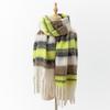 Color Plaid Fringed Mohair Loop Yarn Winter Warm Scarf Thickened Shawl Striped Scarf