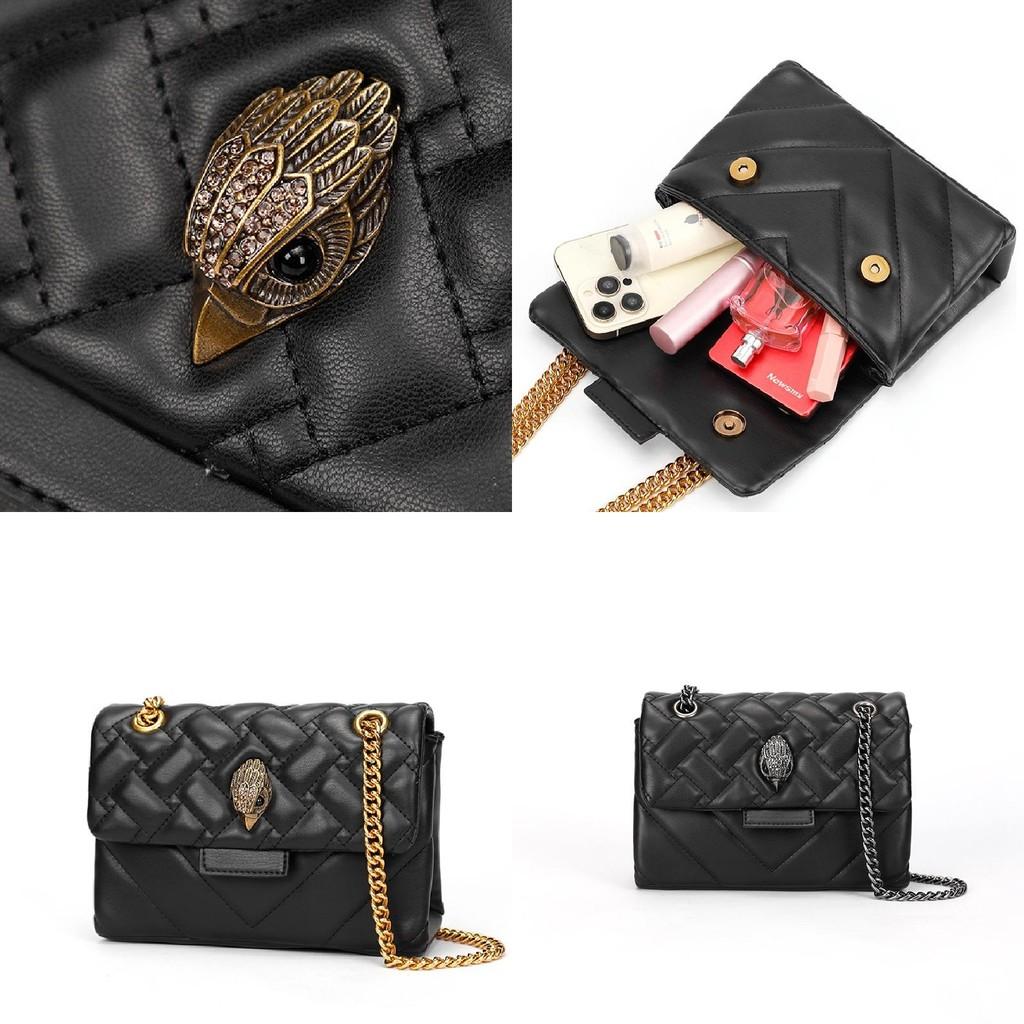 Kurt Black Geiger Crossbody Bag Chain Rhomboid Grid Eagle Head Decorate Gift