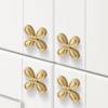 1Pc Drawer Door Handle Bright Silver Leaf Clover Luxury Brass Handle French Cabinet Full Copper Wardrobe