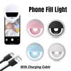 Портативный заполняющий свет для телефона, кольцевой клип для объектива мобильного телефона, светодиодная лента для заполняющего света с зарядным кабелем, USB-зарядка для всех смартфонов